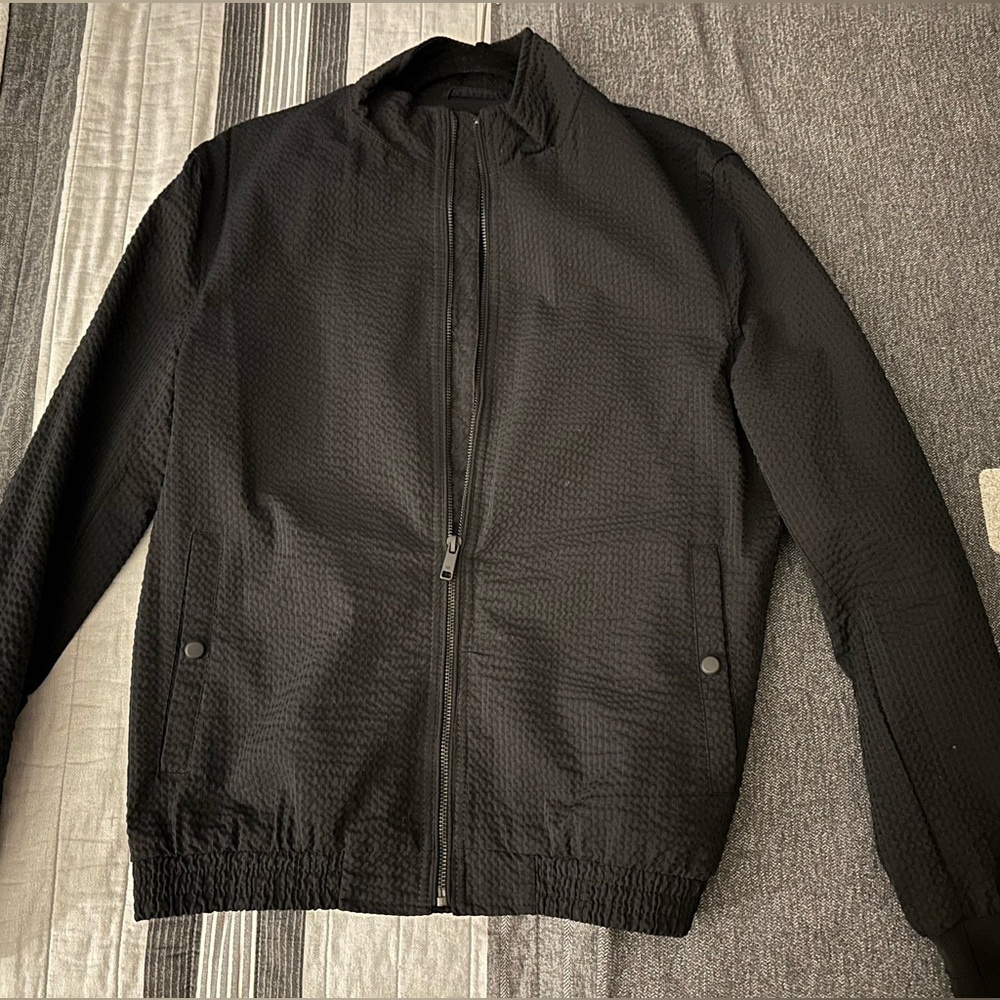 Zara Men's Textured Black Windbreaker